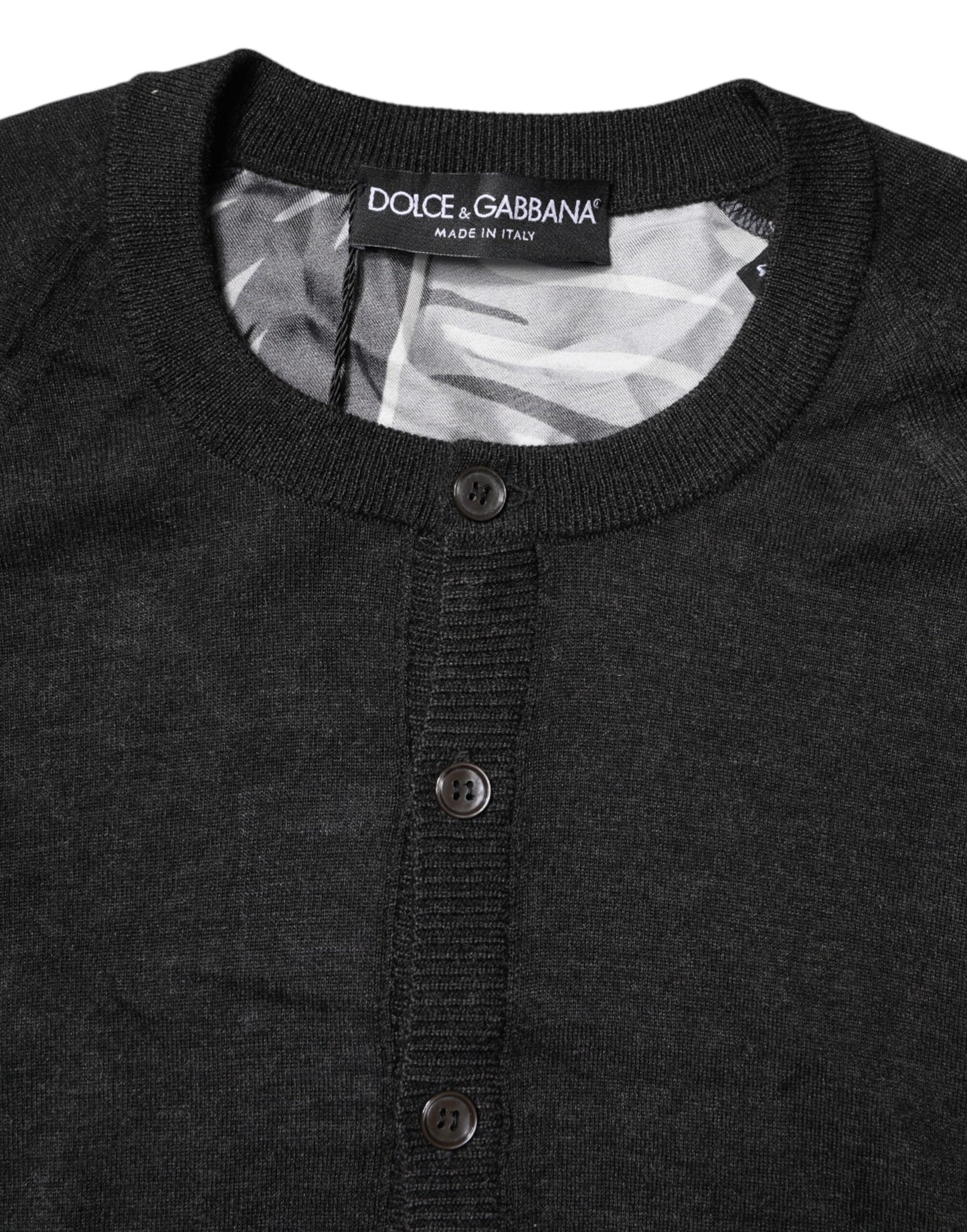 Dolce & Gabbana Black Printed Knitted Pullover Sweater