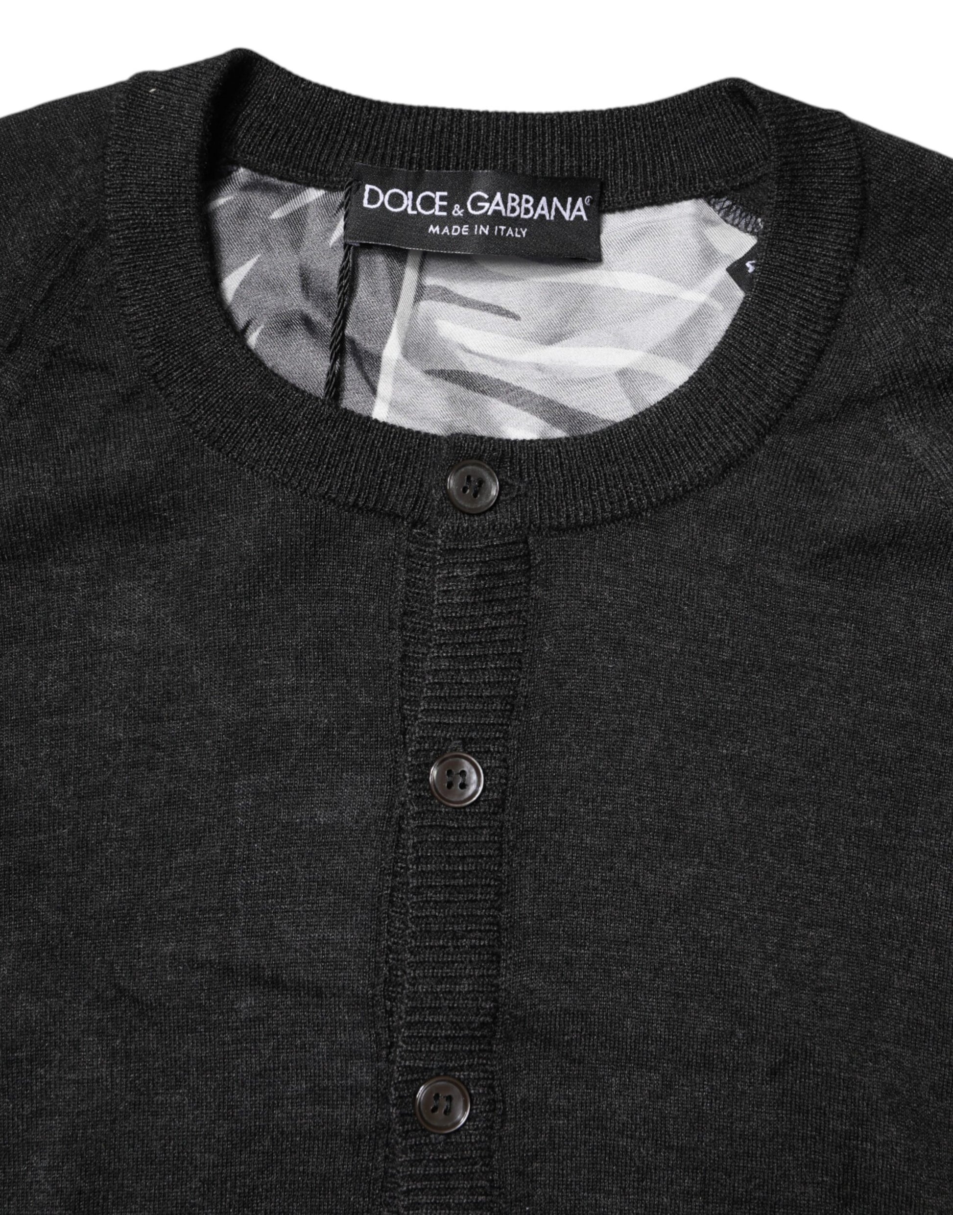 Dolce & Gabbana Black Printed Knitted Pullover Sweater