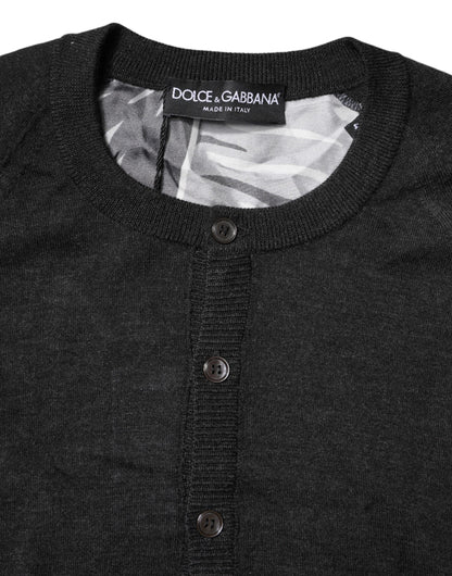 Dolce & Gabbana Black Printed Knitted Pullover Sweater