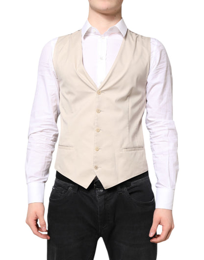 Dolce & Gabbana Beige Gray Formal Waistcoat Vest for Men