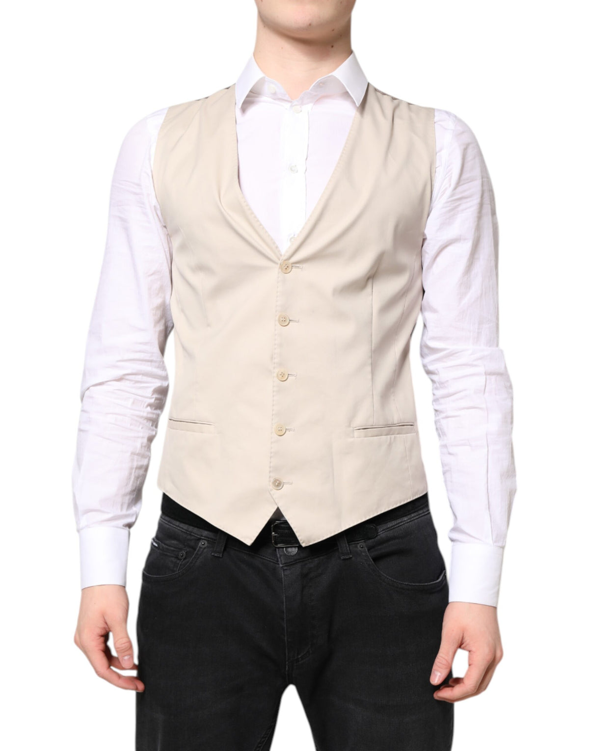 Dolce & Gabbana Beige Gray Formal Waistcoat Vest for Men