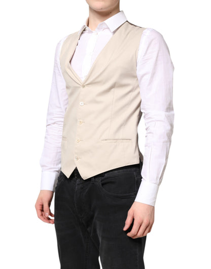 Dolce & Gabbana Beige Gray Formal Waistcoat Vest for Men