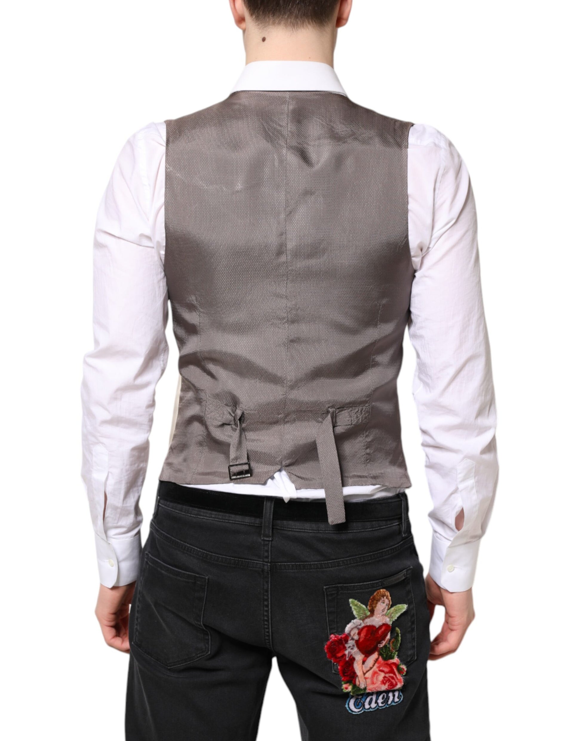 Dolce & Gabbana Beige Gray Formal Waistcoat Vest for Men