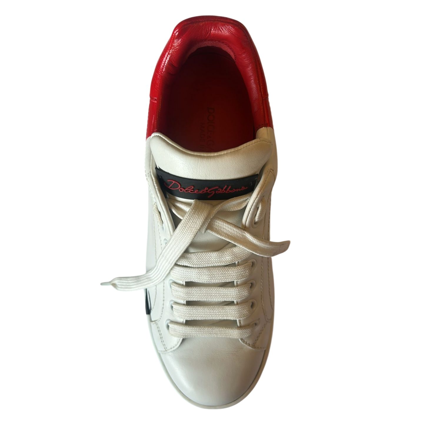 Dolce & Gabbana Women's Red & White Logo Portofino Sneakers