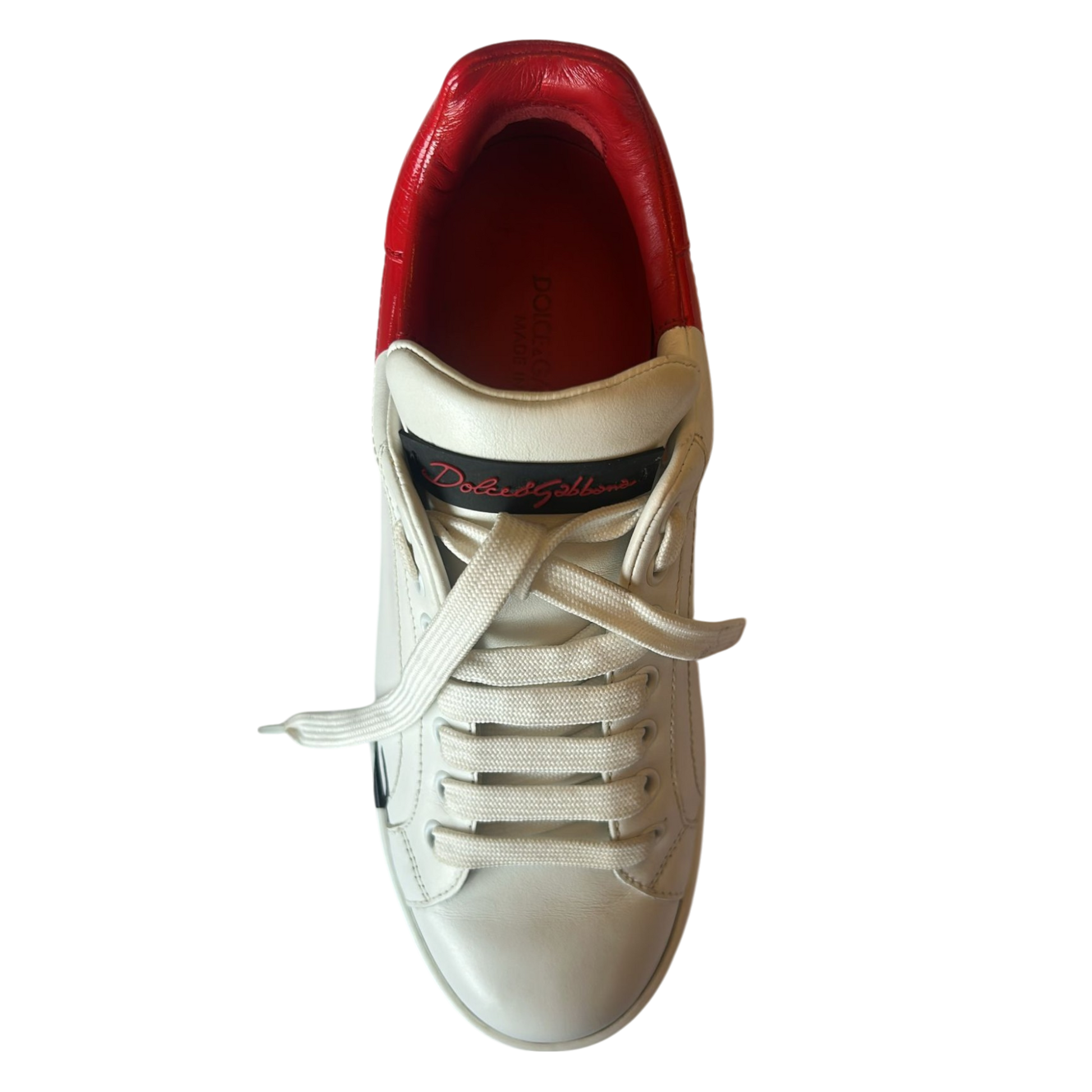 Dolce & Gabbana Women's Red & White Logo Portofino Sneakers