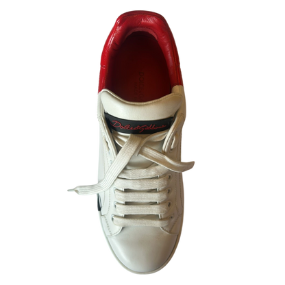 Dolce & Gabbana Women's Red & White Logo Portofino Sneakers