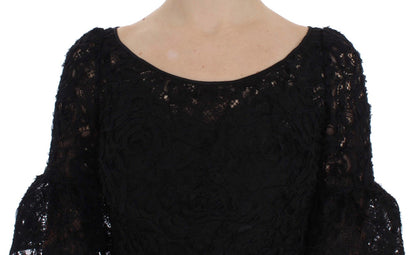  - Elegant Black Floral Lace Maxi Dress