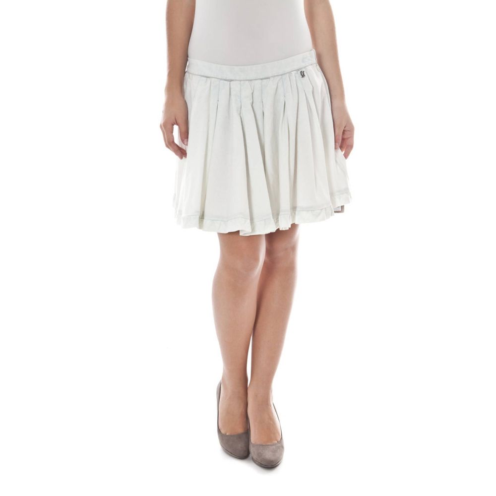 John Galliano White Cotton Skirt with Logo