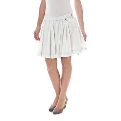 John Galliano White Cotton Skirt with Logo