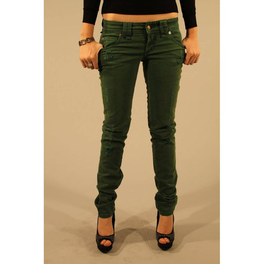 John Galliano Green Cotton 5 Pocket Jeans