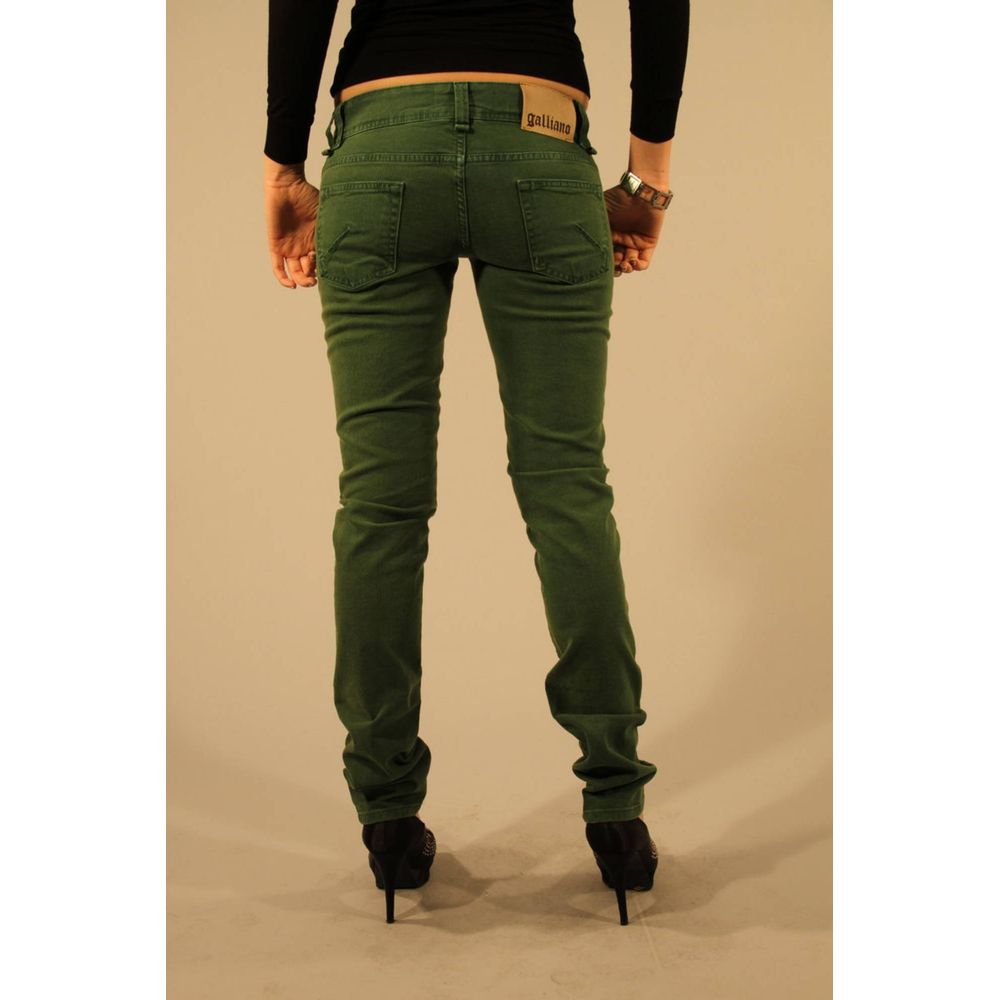 John Galliano Green Cotton 5 Pocket Jeans