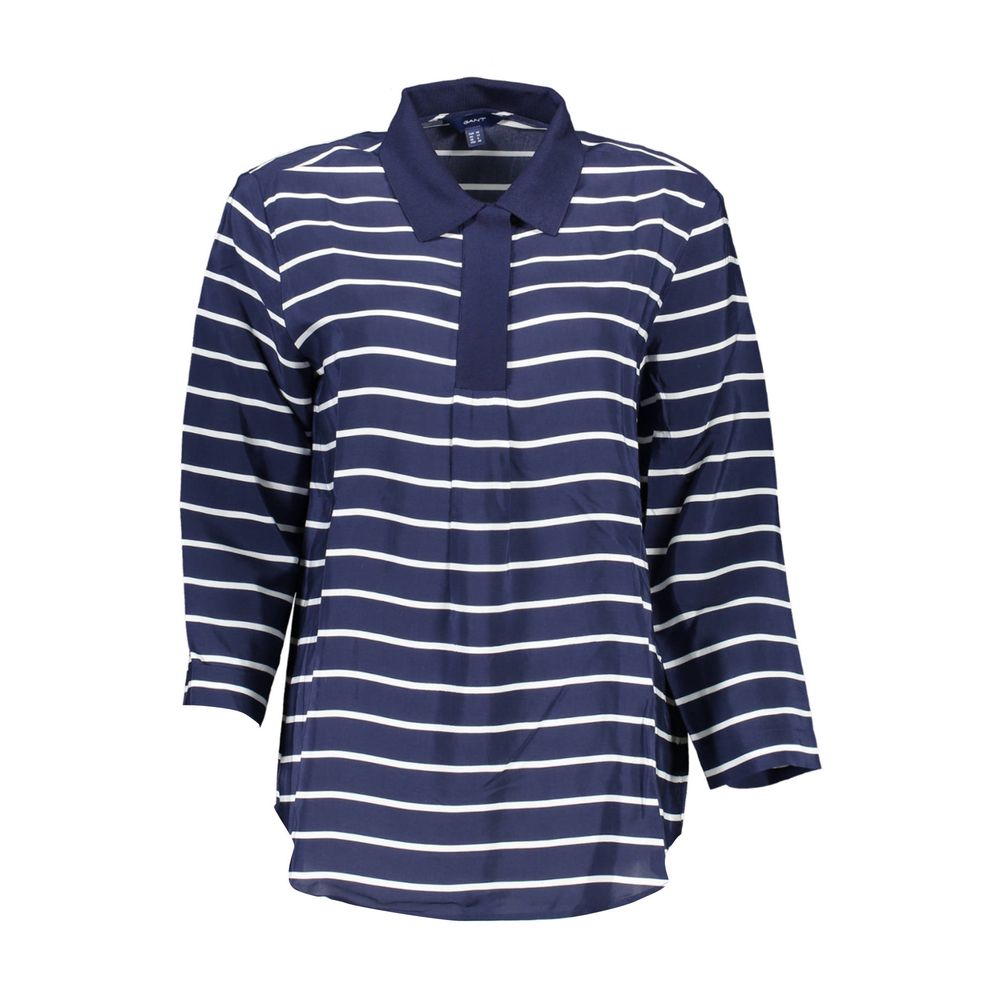 Gant Blue Viscose 3/4 Sleeves Polo Shirt