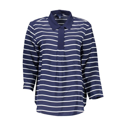 Gant Blue Viscose 3/4 Sleeves Polo Shirt