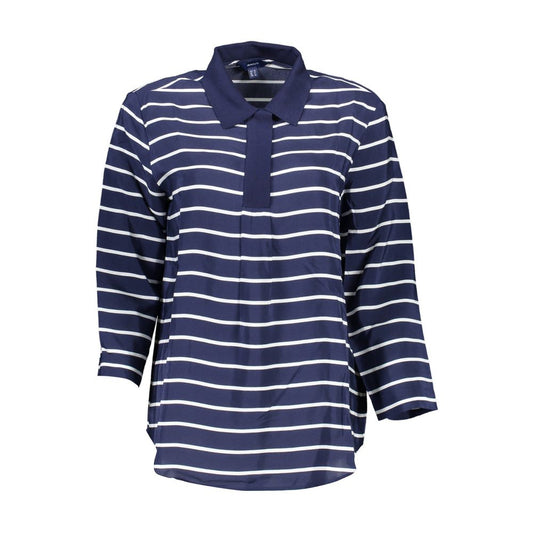 Gant Blue Viscose 3/4 Sleeves Polo Shirt