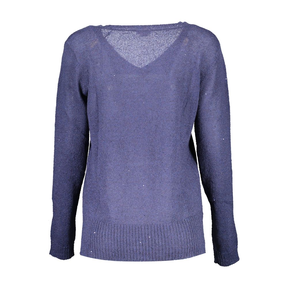 U.S. POLO ASSN. Women's Blue Acrylic Sweater with V-Neck
