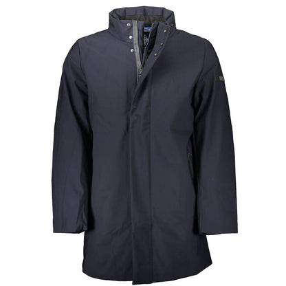 U.S. POLO ASSN. Blue Polyester Long-Sleeved Trench Coat for Men
