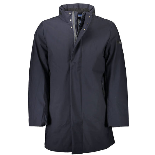 U.S. POLO ASSN. Blue Polyester Long-Sleeved Trench Coat for Men