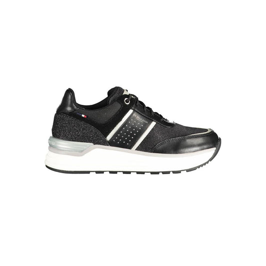 U.S. POLO ASSN. Black Polyester Sneaker with Contrasting Details