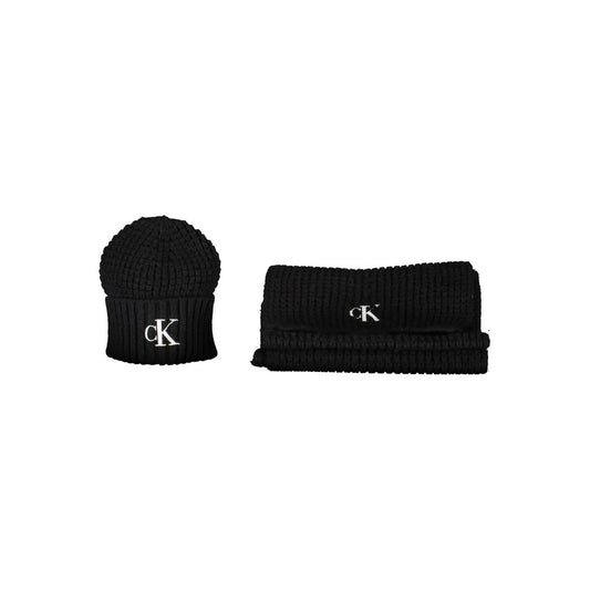 Calvin Klein Black Alpaca Women Scarf and Cap Set
