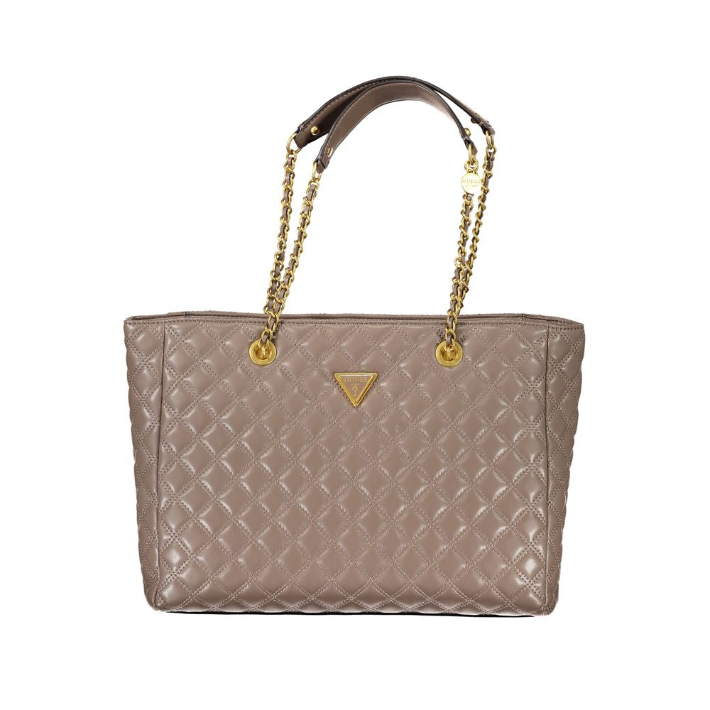 Guess Jeans Beige Quilted Diamond Handbag – Faux Leather, Chic Design