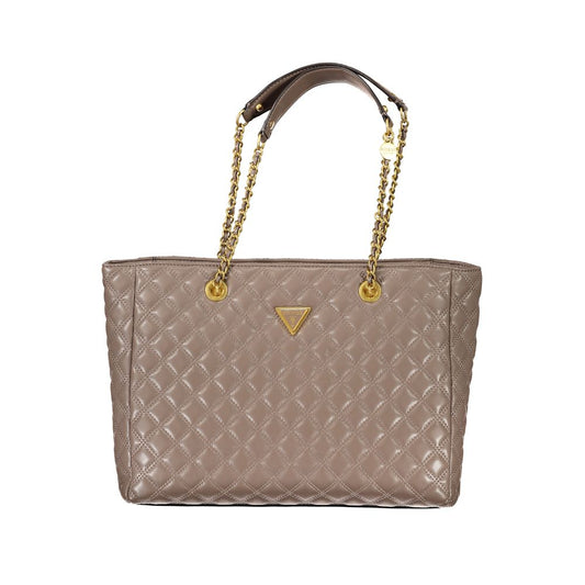 Guess Jeans Beige Quilted Diamond Handbag – Faux Leather, Chic Design