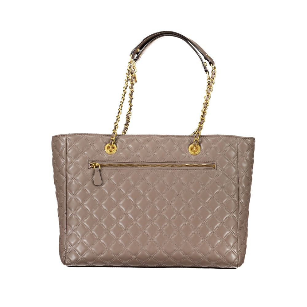 Guess Jeans Beige Quilted Diamond Handbag – Faux Leather, Chic Design