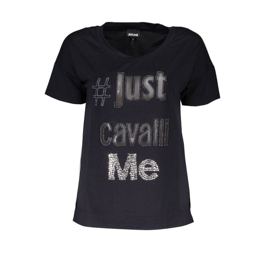 Cavalli Class Black Polyester Short Sleeve T-Shirt