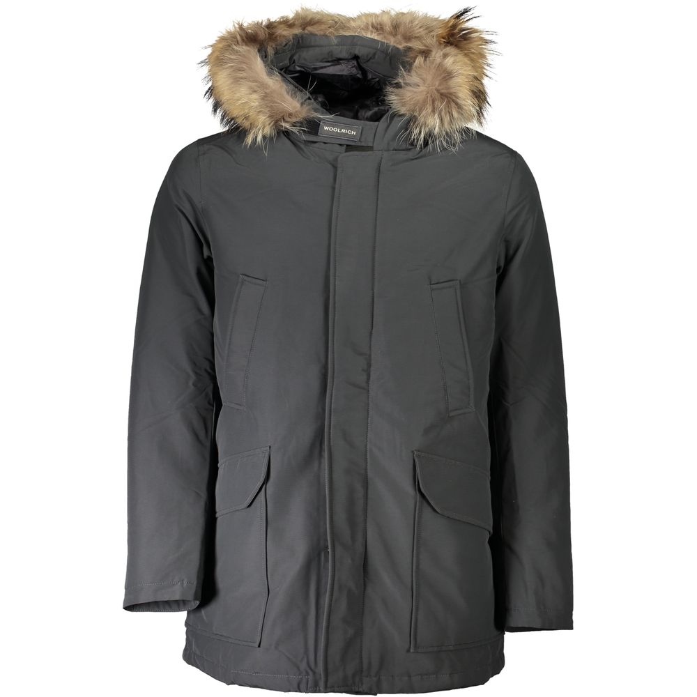Woolrich Gray Cotton Parka Jacket with Removable Fur