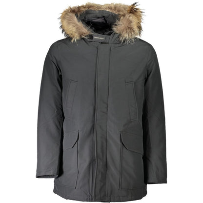 Woolrich Gray Cotton Parka Jacket with Removable Fur