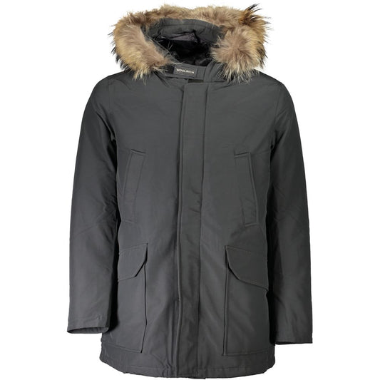 Woolrich Gray Cotton Parka Jacket with Removable Fur
