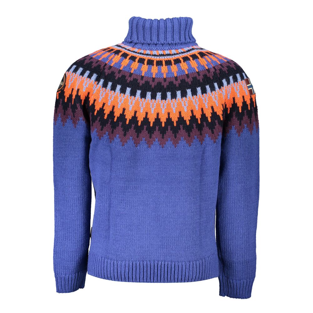 Napapijri Blue High-Neck Acrylic Men Sweater