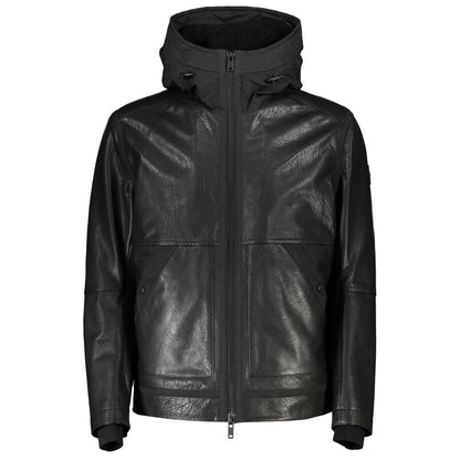 Hugo Boss JOGRID Black Leather Men's Jacket