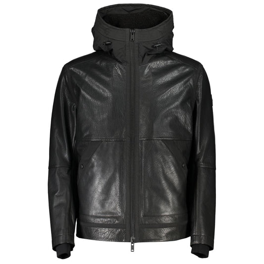 Hugo Boss JOGRID Black Leather Men's Jacket