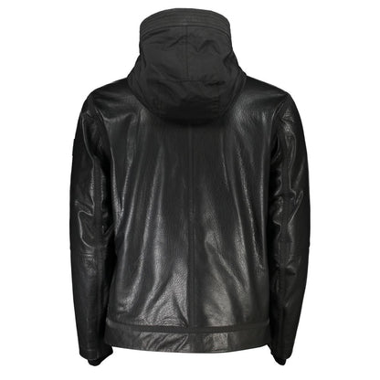 Hugo Boss JOGRID Black Leather Men's Jacket