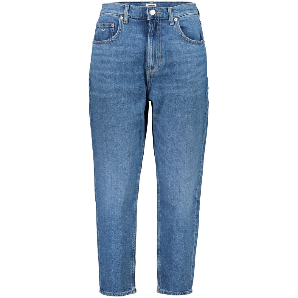 Tommy Hilfiger Blue Cotton Mom Jeans - Ultra High Tapered