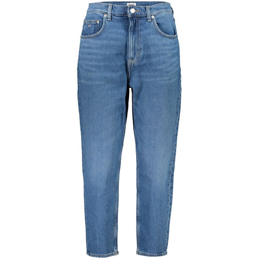 Tommy Hilfiger Blue Cotton Mom Jeans - Ultra High Tapered