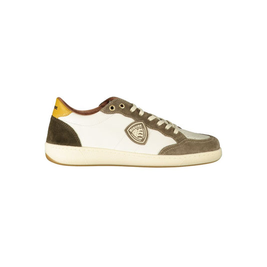 Blauer White Polyester Sneakers with Contrast Details