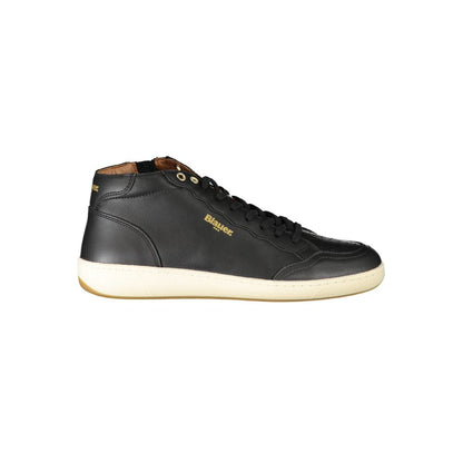 Blauer Black Polyester Sneaker with Side Zip