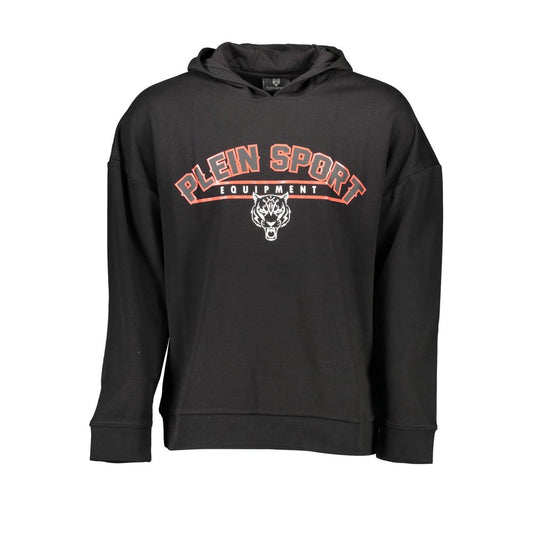 Plein Sport Black Cotton Hoodie with Contrast Details