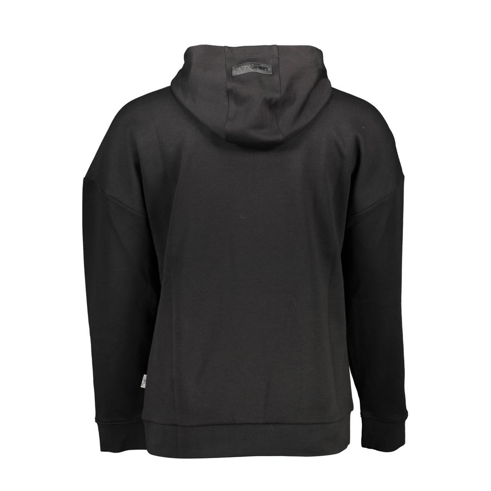 Plein Sport Black Cotton Hoodie with Contrast Details