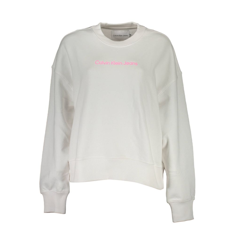 Calvin Klein White Cotton Sweater - Long Sleeve Crew Neck