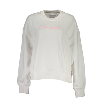 Calvin Klein White Cotton Sweater - Long Sleeve Crew Neck