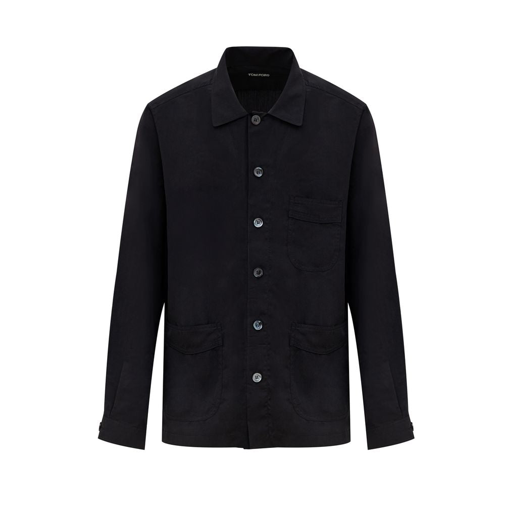 Tom Ford Black Lyocell Shirt with Maxi Pockets