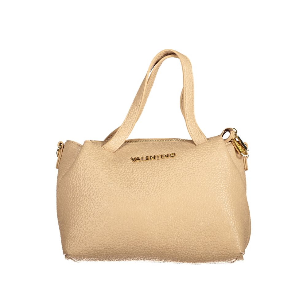 Mario Valentino Beige Leather Effect Handbag with Logo Detailing