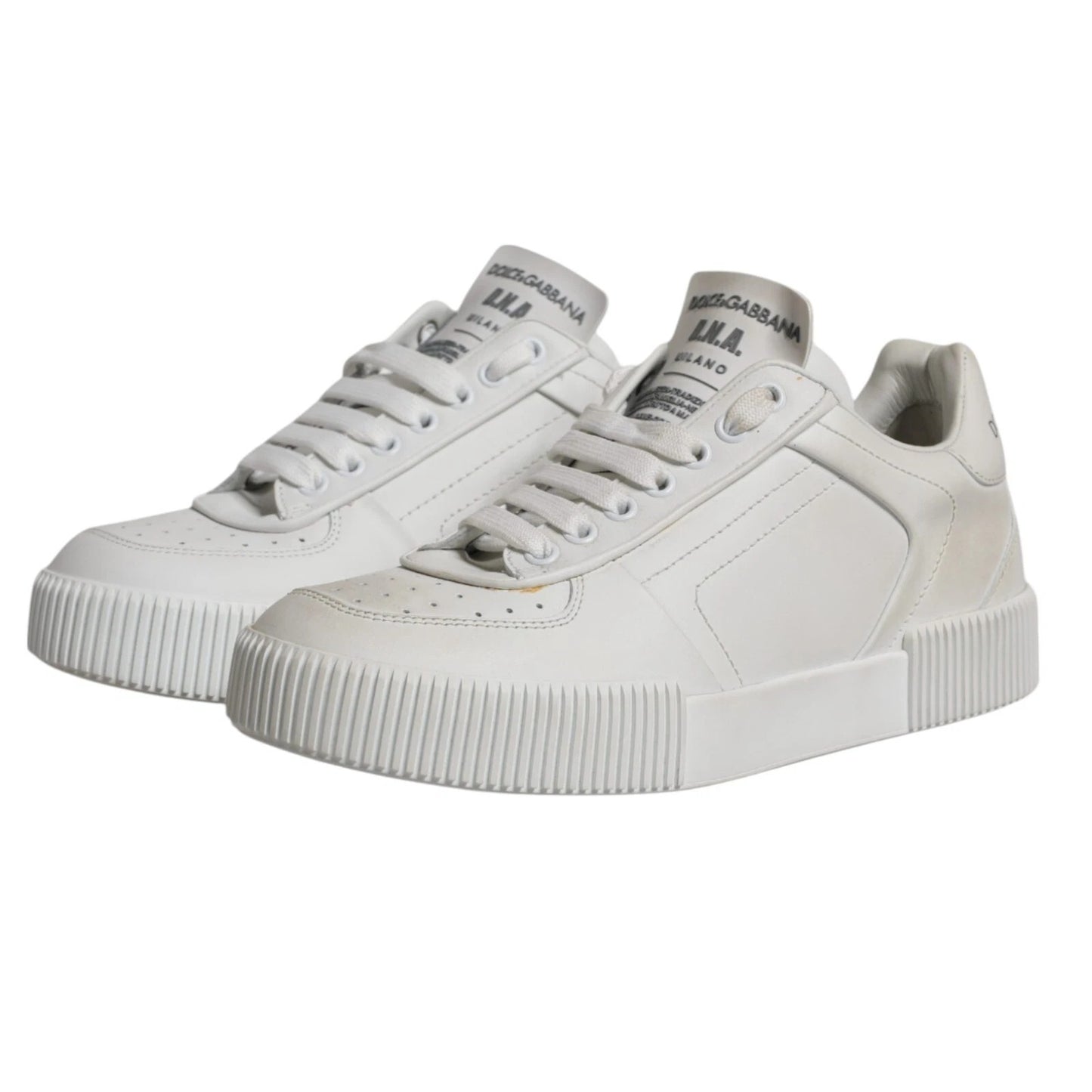 Dolce & Gabbana White Miami Leather Low Top Sneakers