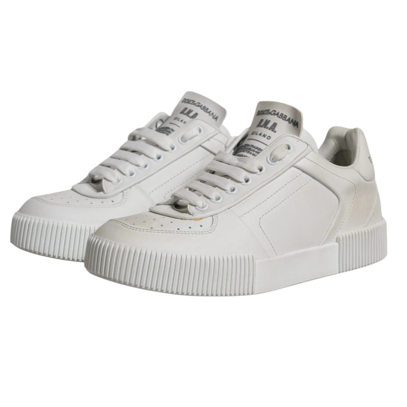 Dolce & Gabbana White Miami Leather Low Top Sneakers
