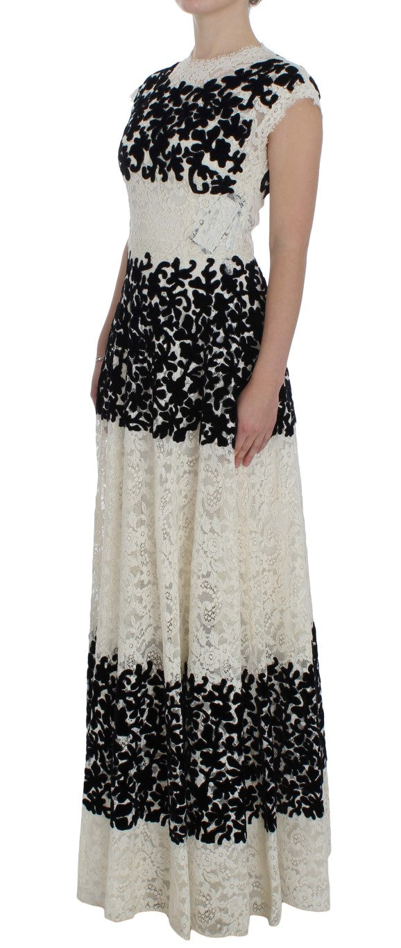  - Elegant Floral Lace Cap Sleeve Maxi Dress