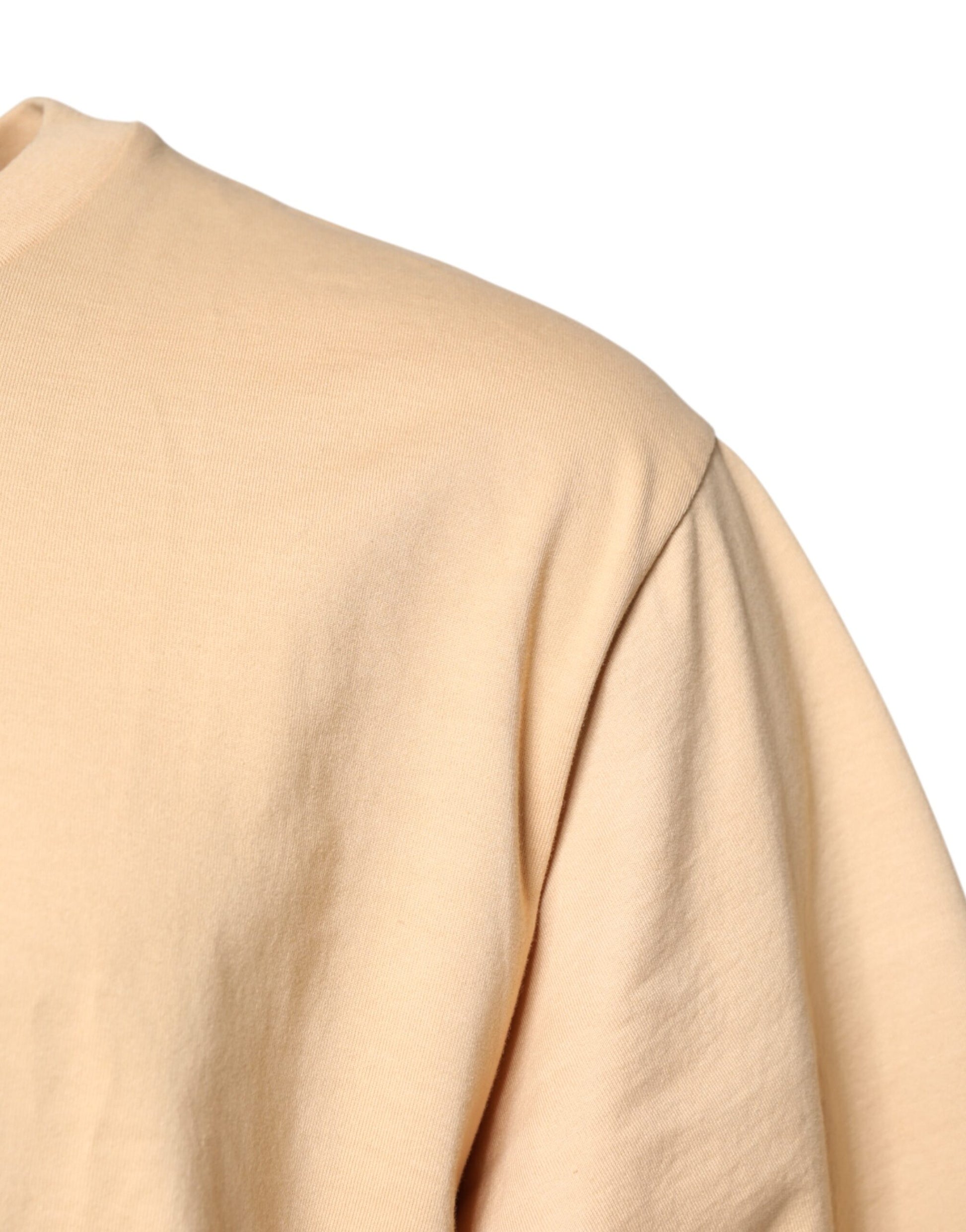 Dolce & Gabbana Beige Cotton Cherry DG Logo Print Crew Neck T-shirt