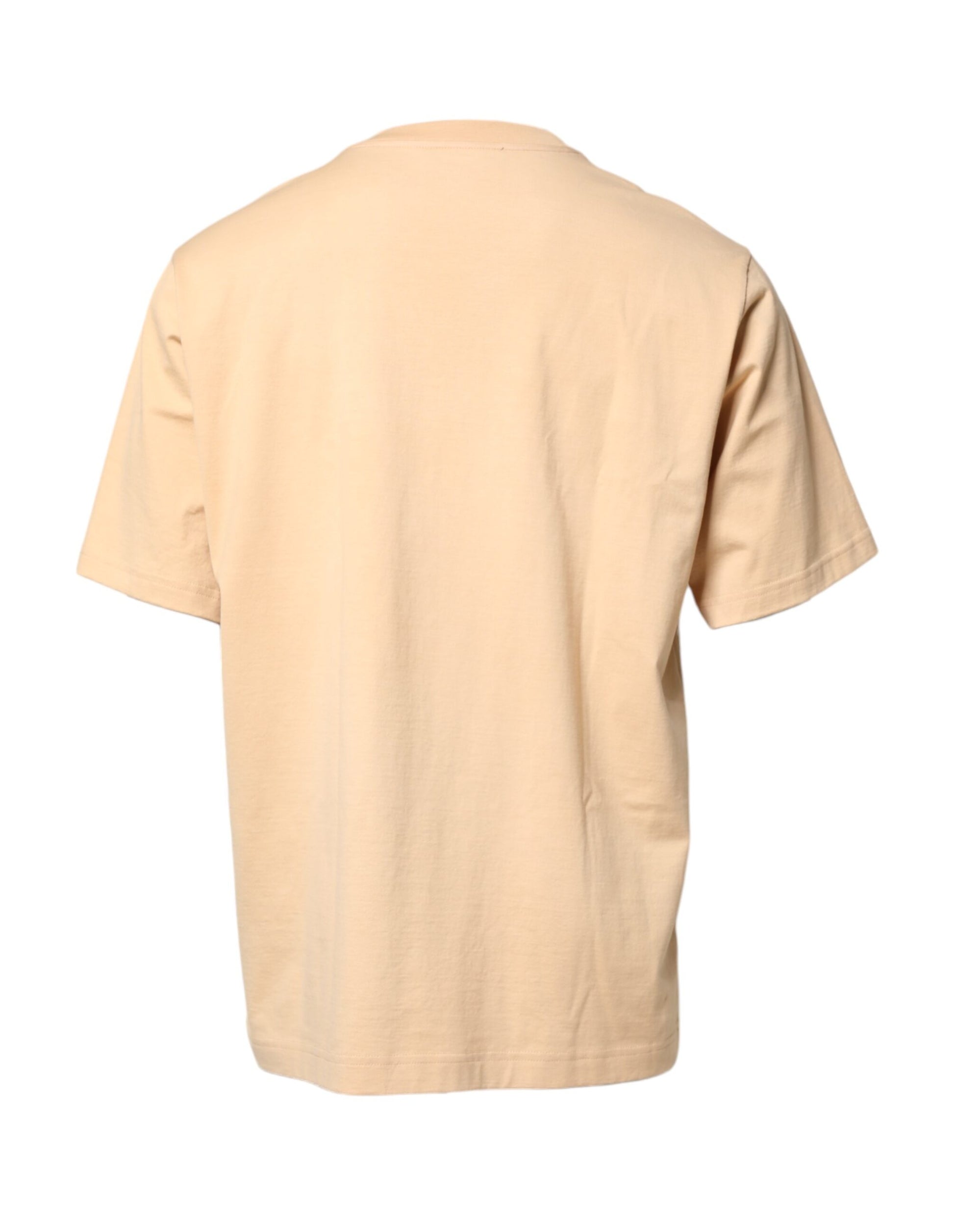 Dolce & Gabbana Beige Cotton Cherry DG Logo Print Crew Neck T-shirt