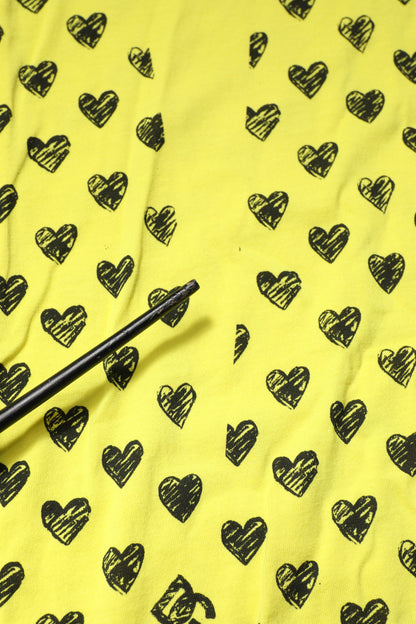 Dolce & Gabbana Yellow Cotton DG Heart Print Crew Neck T-shirt